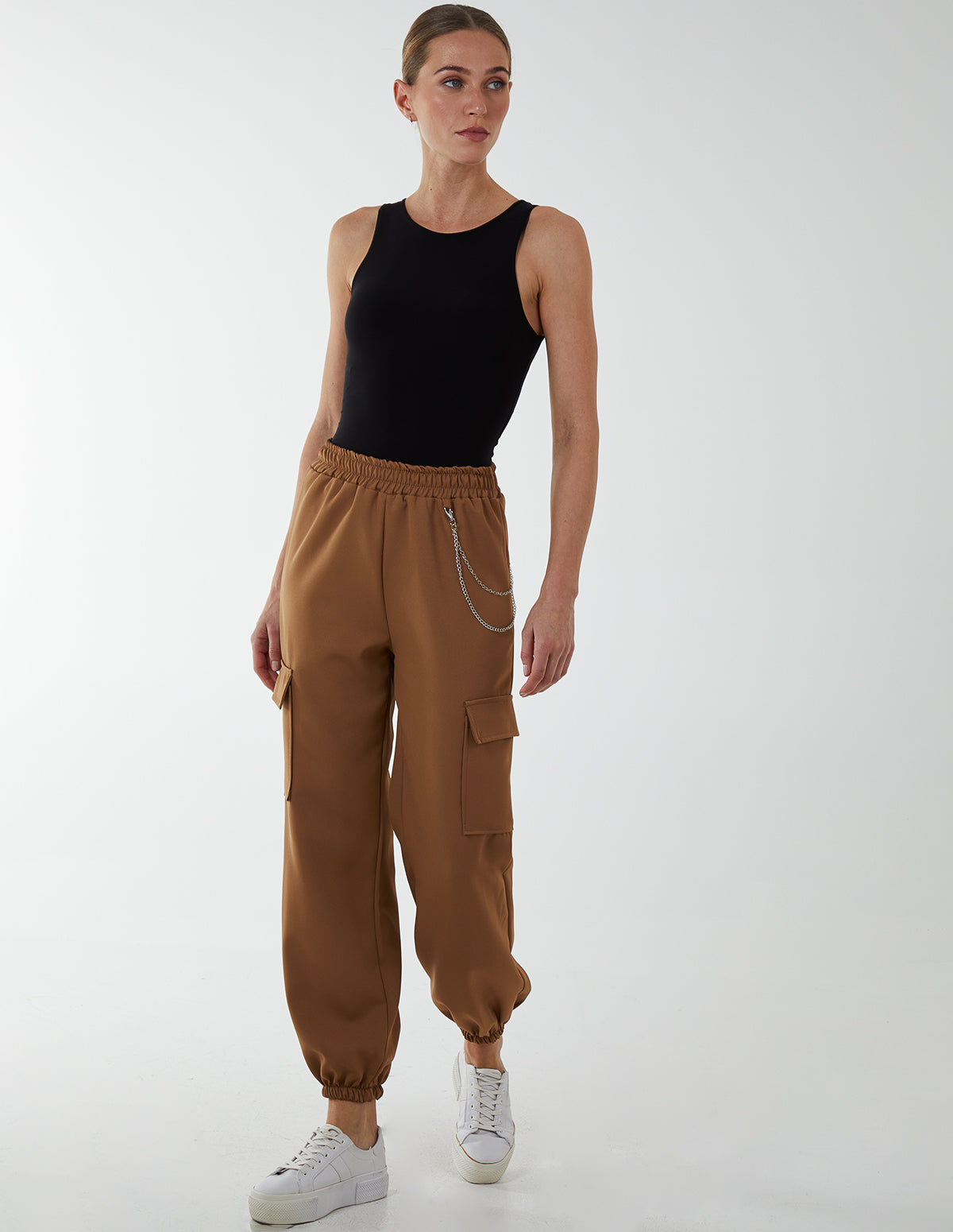 Satin Cargo Trouser With Chain 