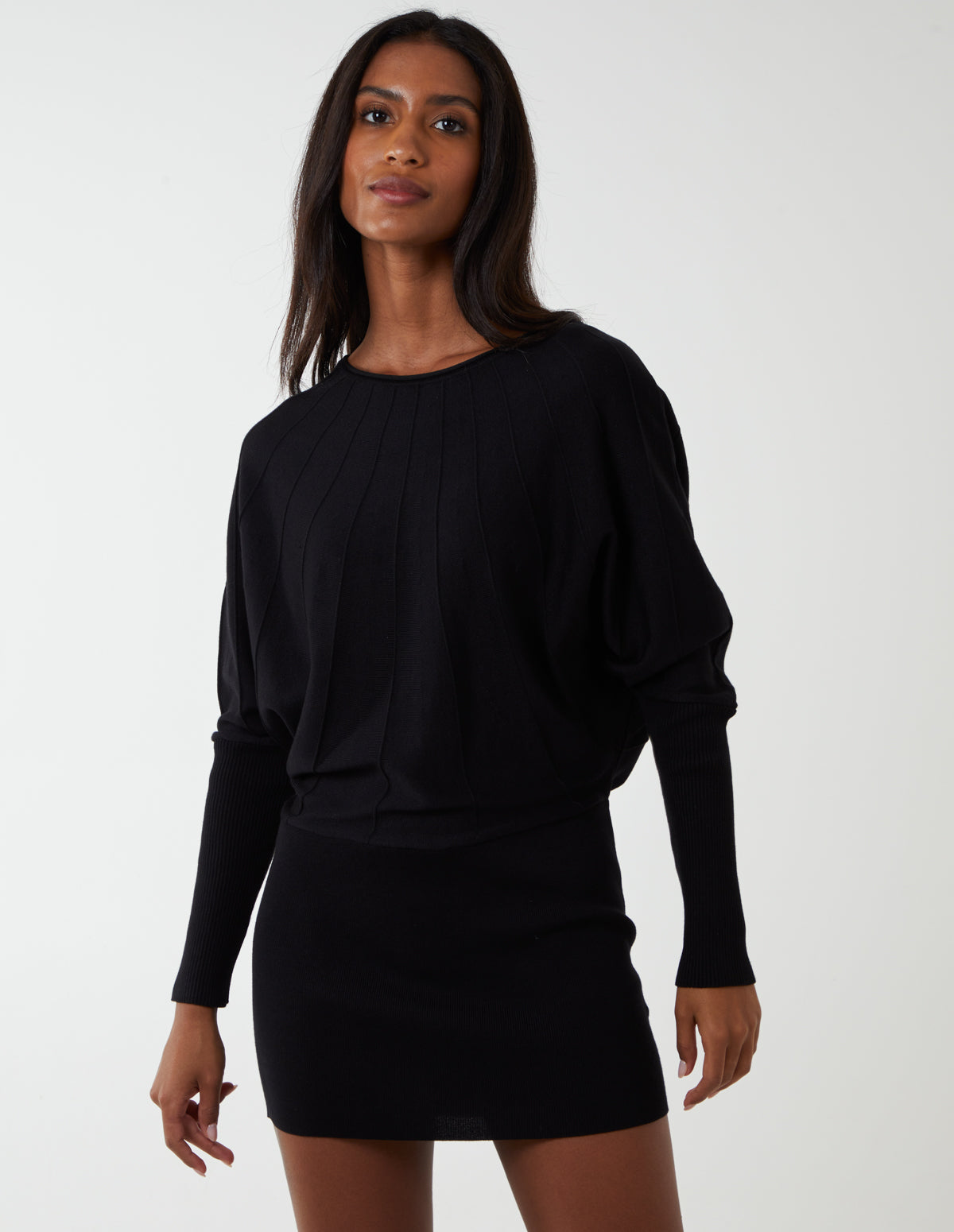 Batwing Ribbed Hem Tunic 