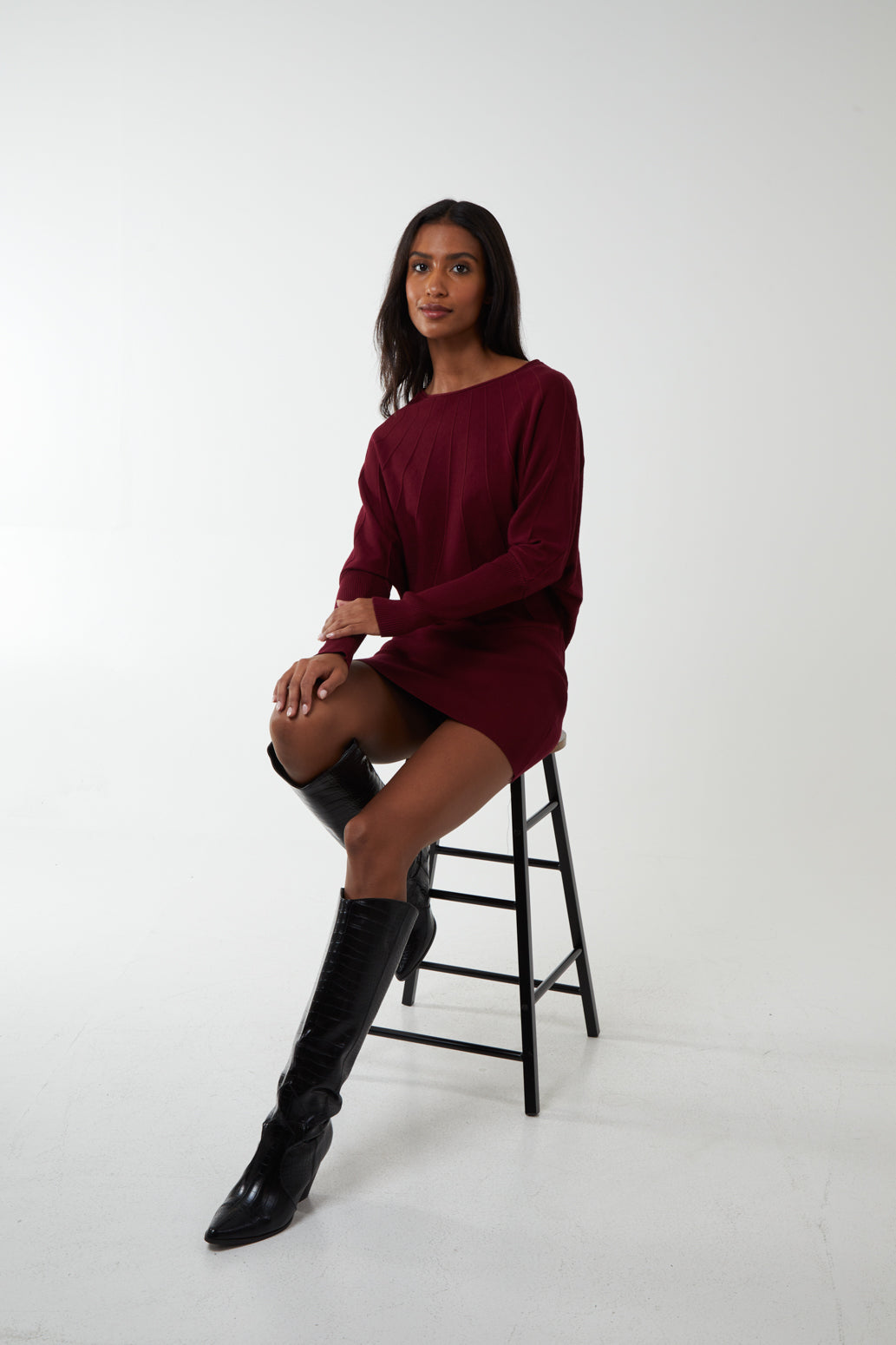 Batwing Ribbed Hem Tunic 