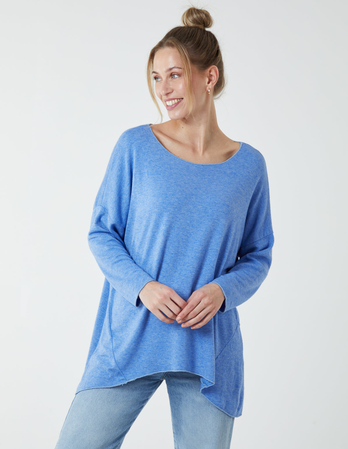 Oversize Cashmere Like Cut And Sew Jumper 