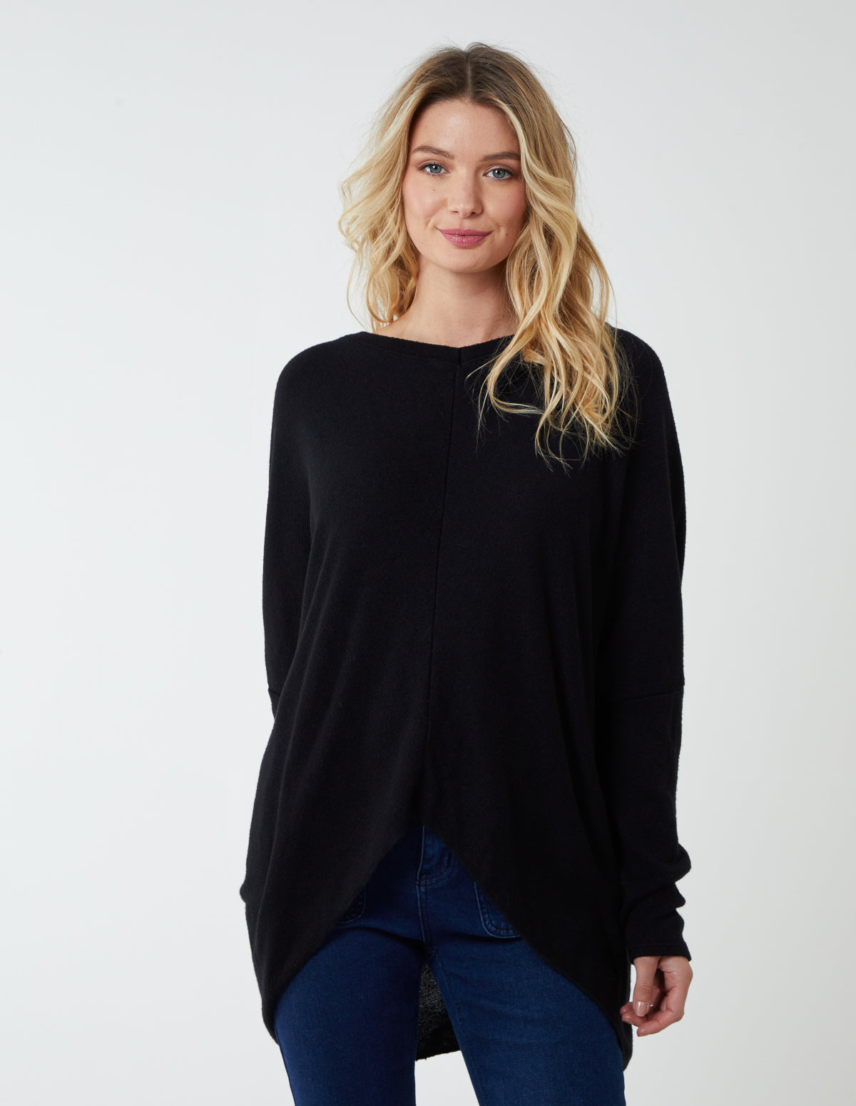 V Neck Front Cut And Sew Soft Knit Jumper 