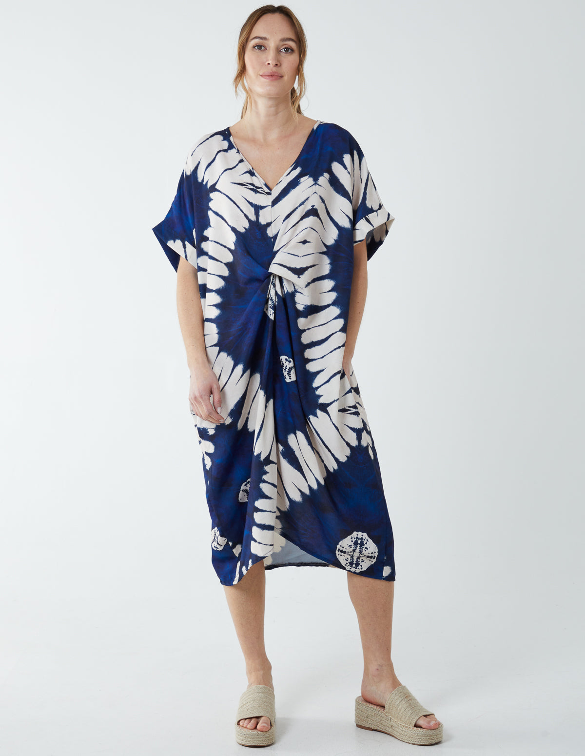 Tie Dye Twist Knot Tunic Dress 