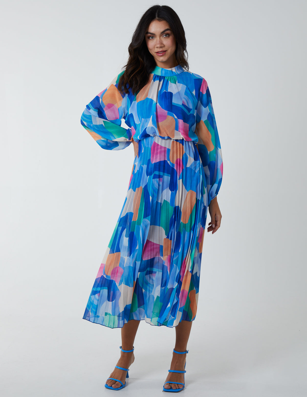 Splash Print High Neck Dress 