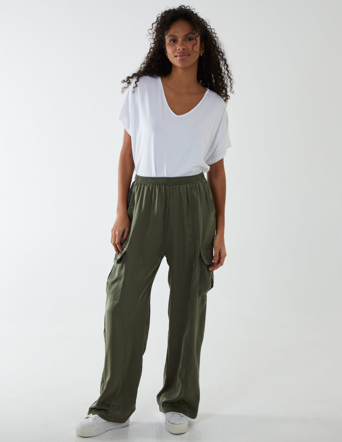 Wide Leg Cargo Trouser - S / KHAKI