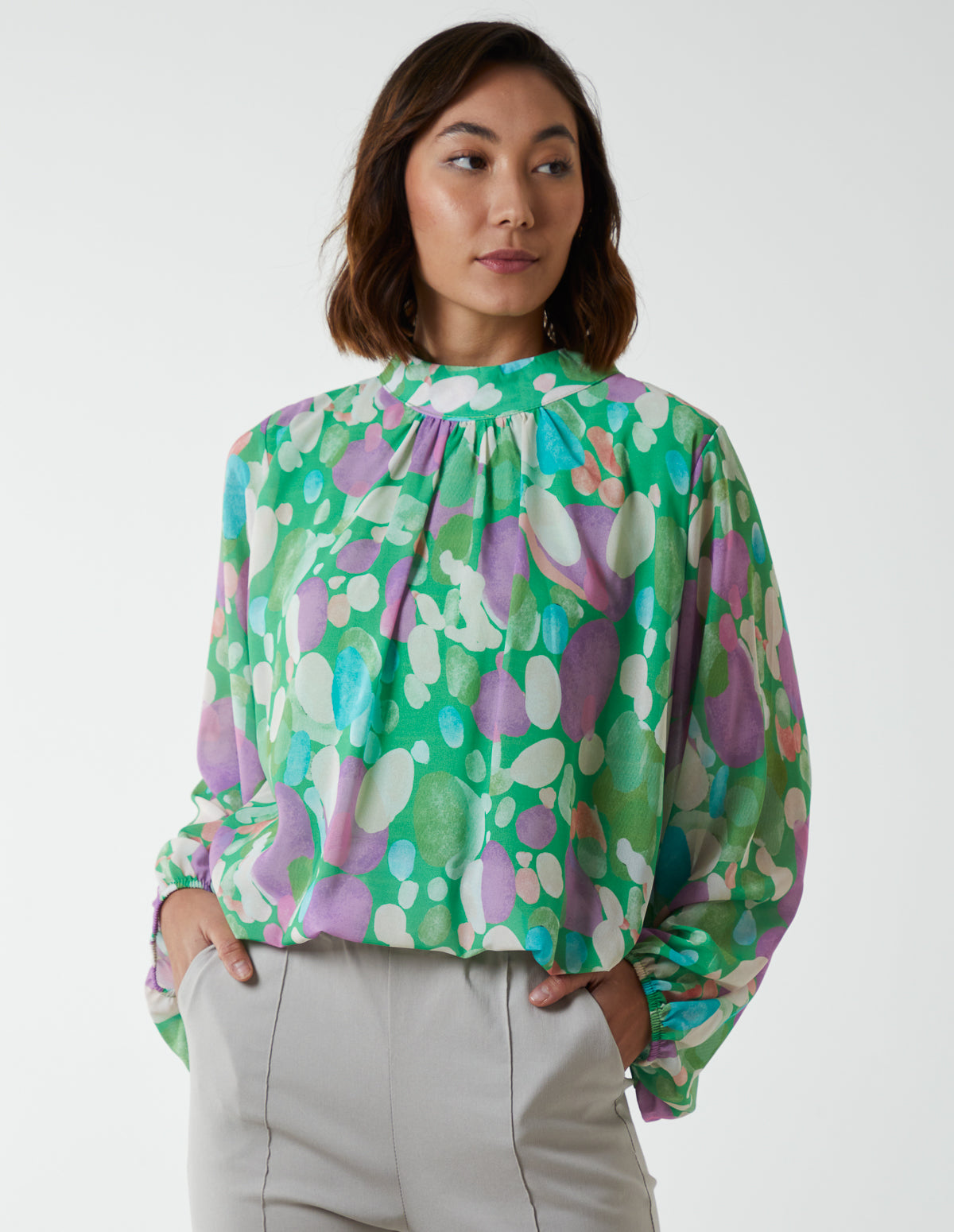 Puffball Chiffon Top 