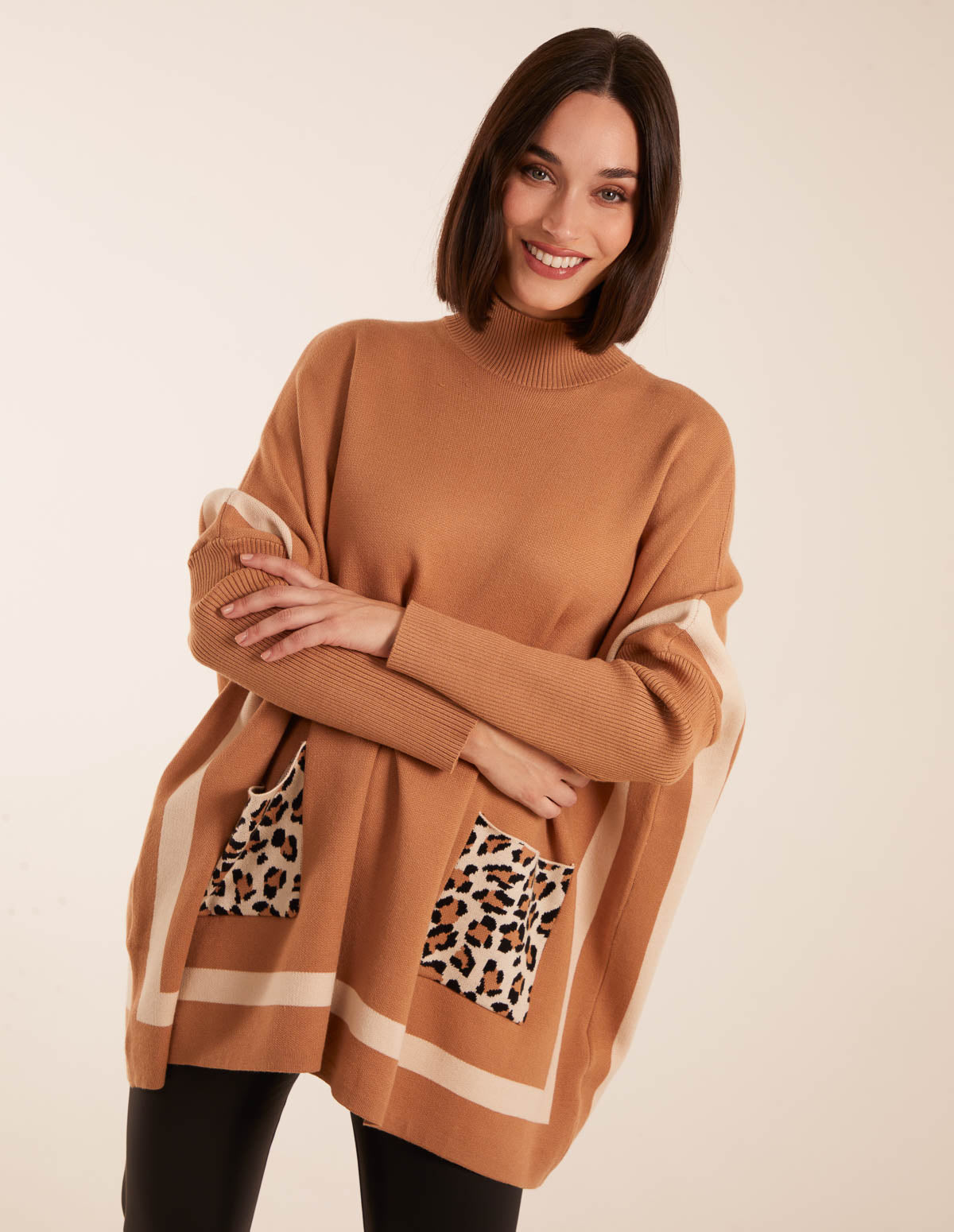 Cheetah Pocket High Neck Jumper 