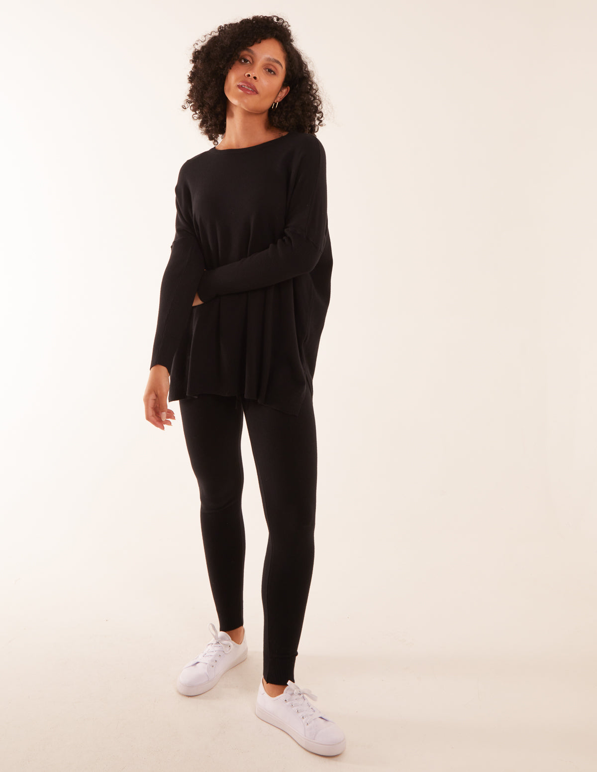 Side Split Jumper Lounge Set - S/M / BLACK