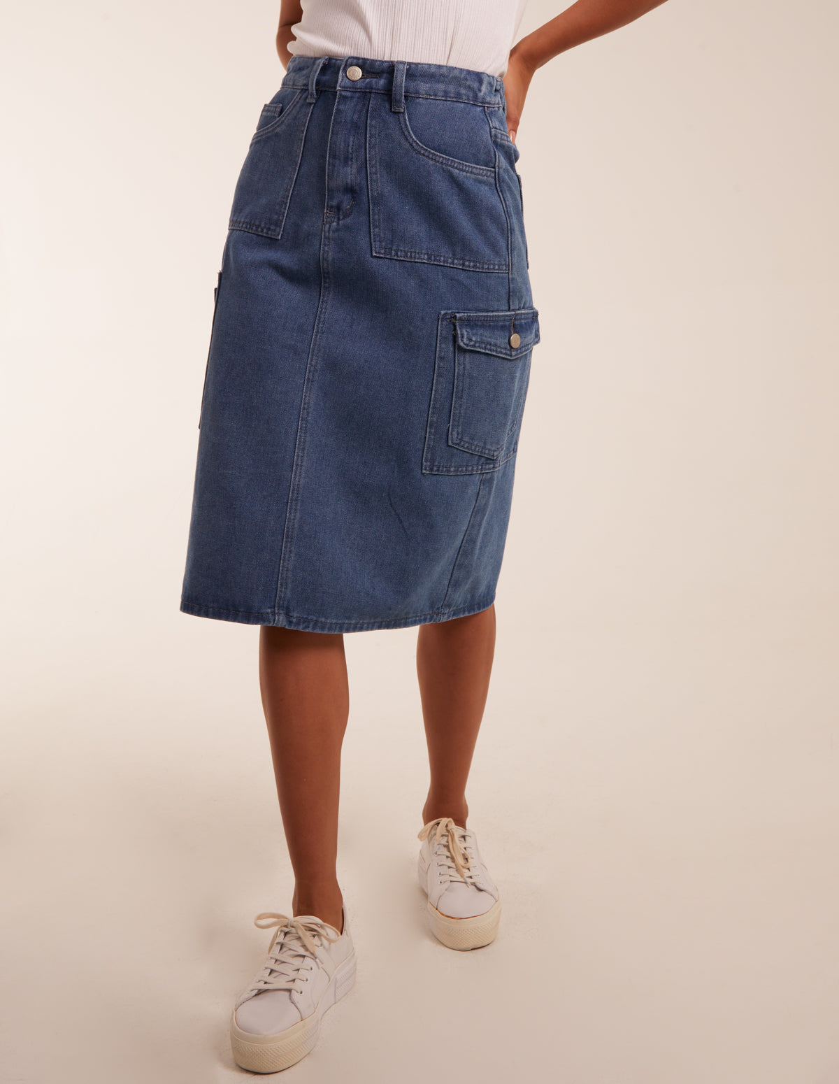 Pocket Denim Skirt - 8 / DENIM