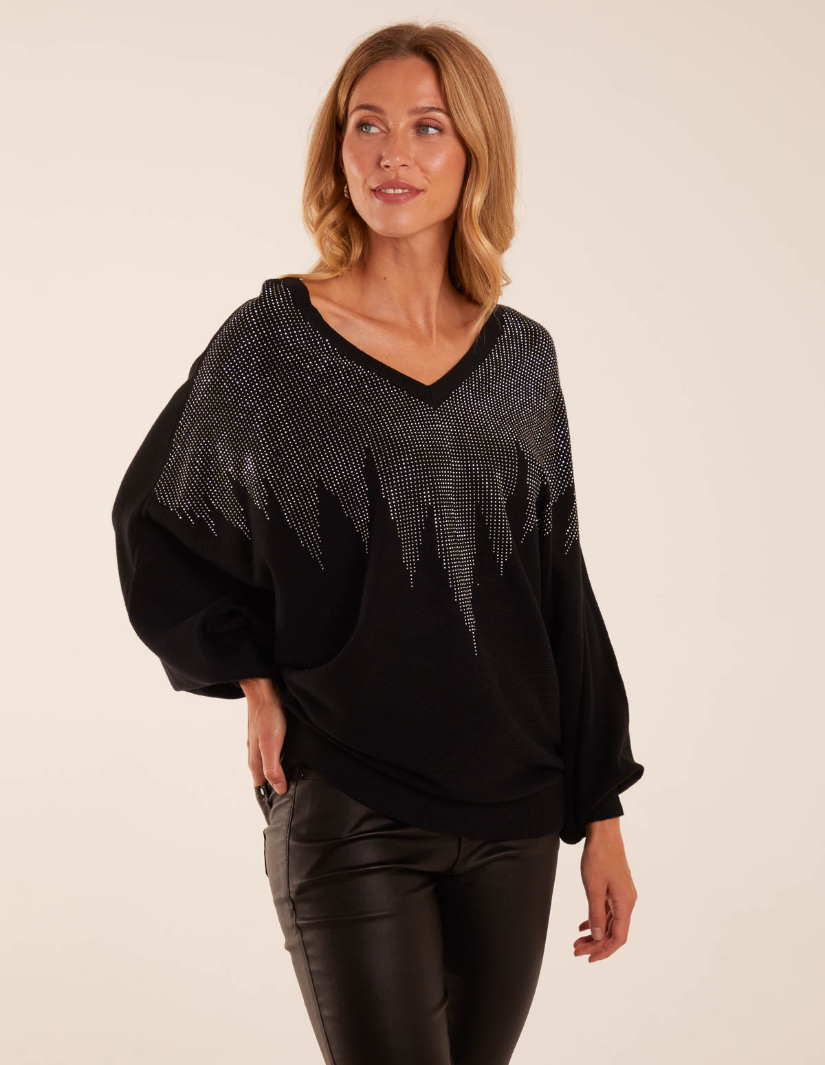 V Neck Diamante Jumper 