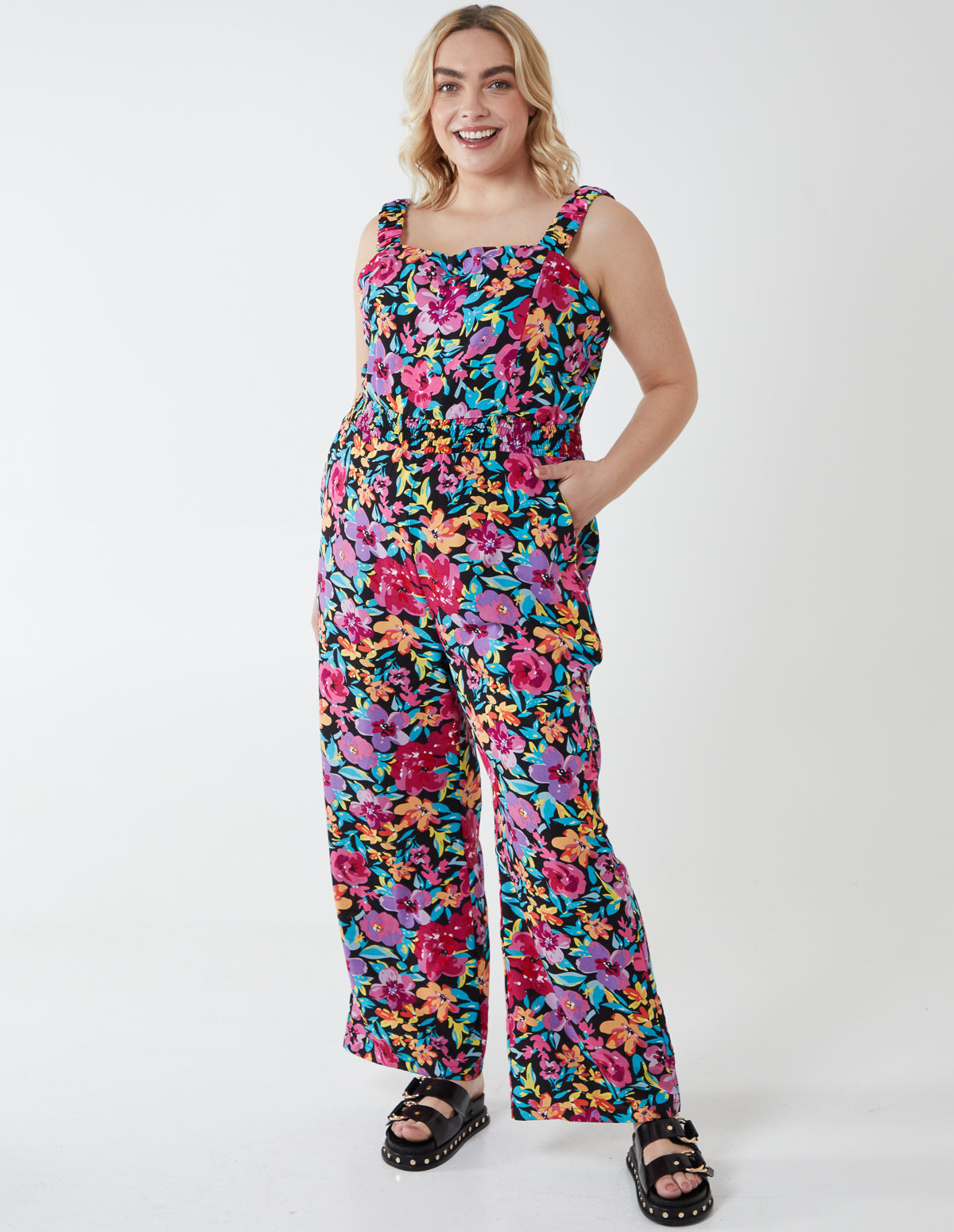 Curve Bright Floral Jumpsuit 