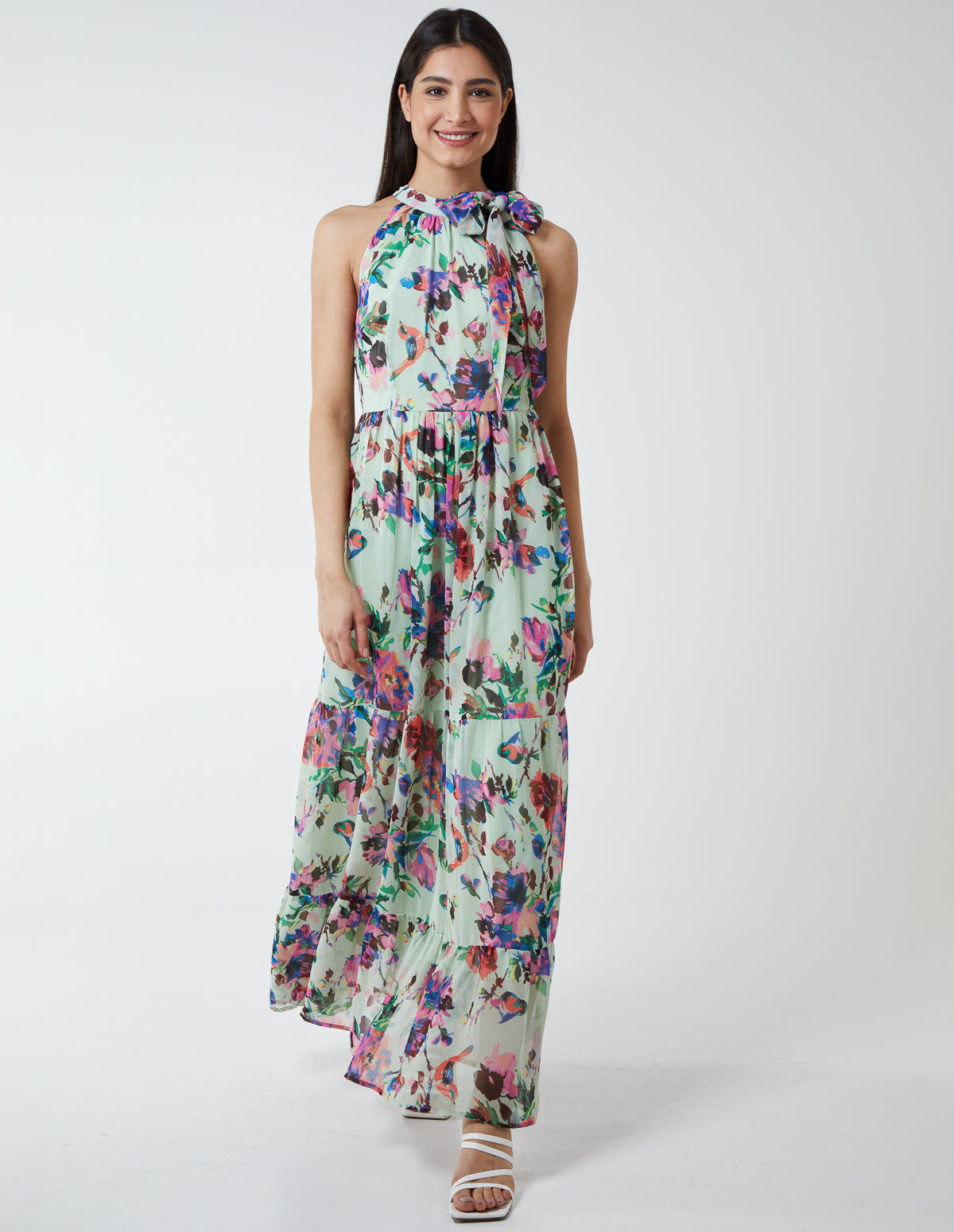 Tie Neck Maxi Dress 