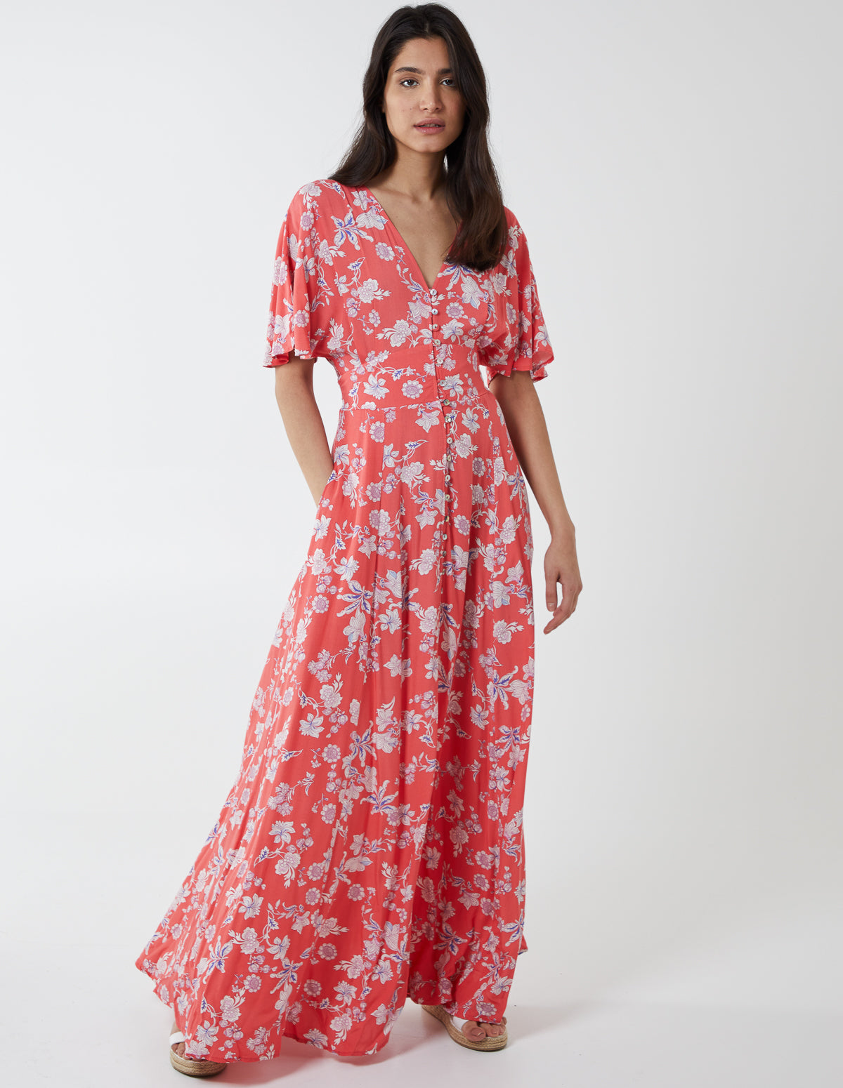 Button Through Maxi Dress 