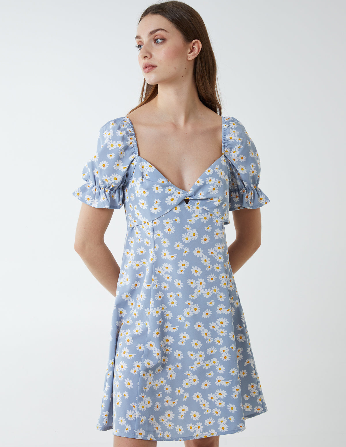 Milkmaid Twist Front Fit Flare Dress 