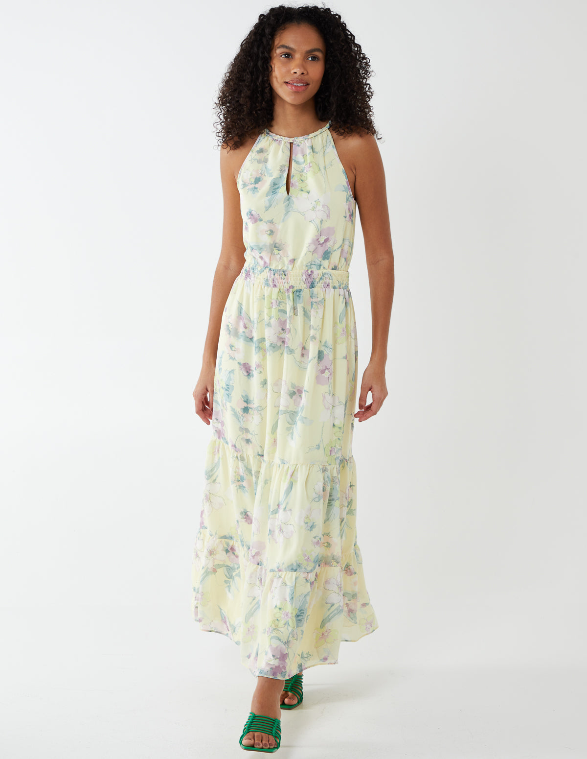 AOIFE - Halter Neck Tiered Maxi Dress 