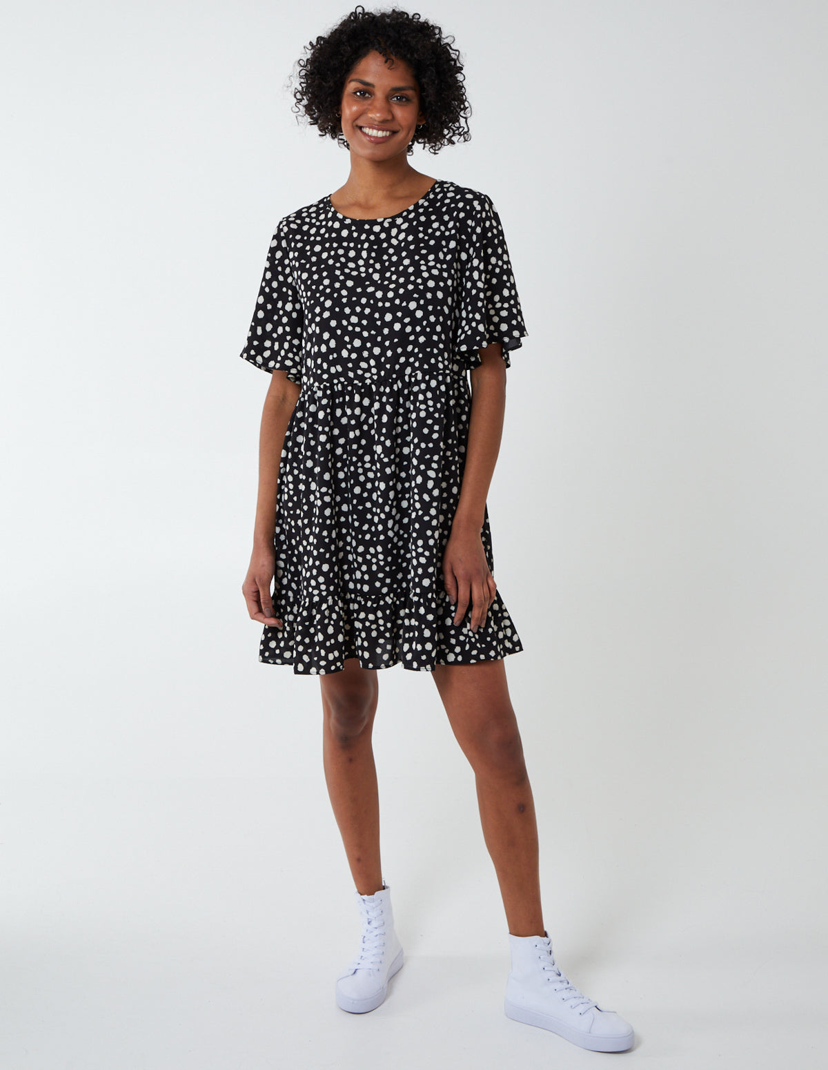 ANIYA - Crew Neck Short Sleeve Smock Dress 