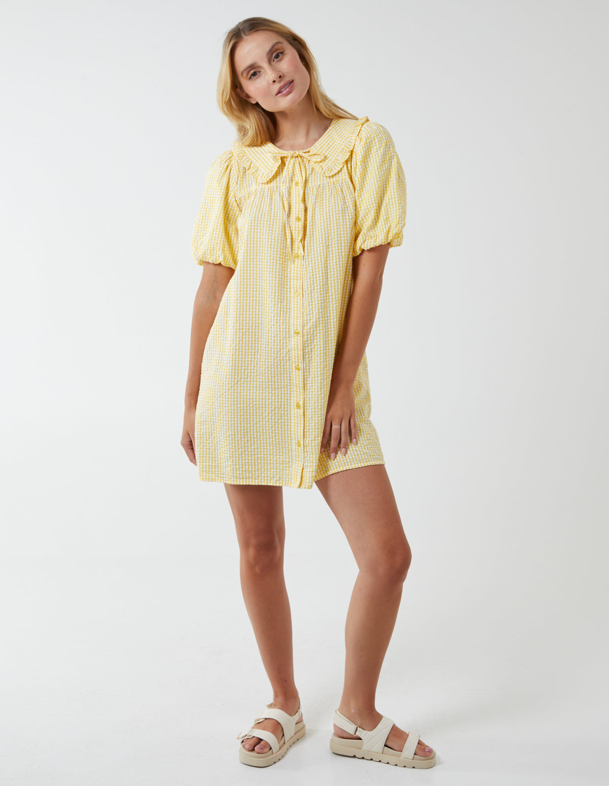 LUCIA - Shirt Dress With Plunge Ruffle 