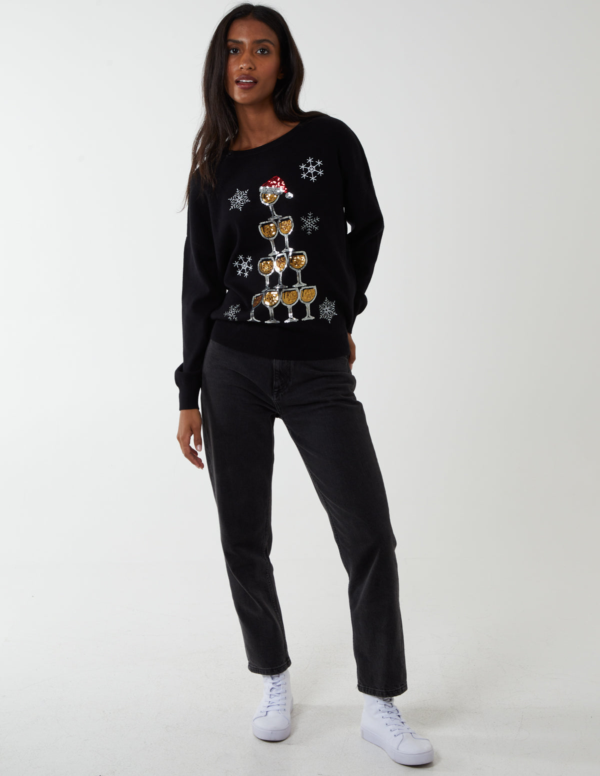 Sequin Glass Christmas Tree Jumper 