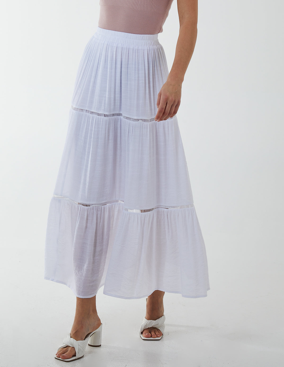 Ladder Trim Midi Skirt 