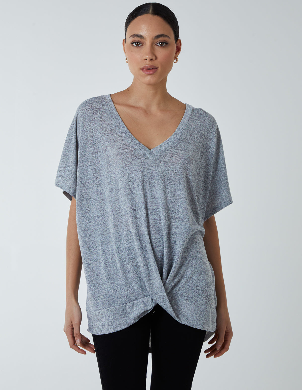 Front Twist T-Shirt - S/M / GREY