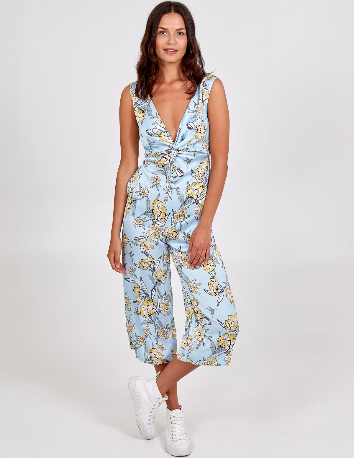 MAIYA - Knot Front V-Neck Culotte Jumpsuit 