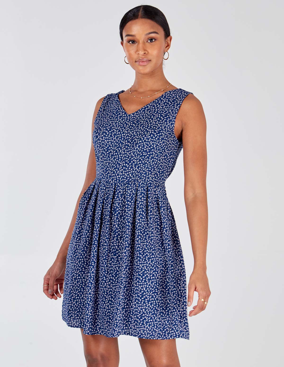 MARIANA -  Navy Floral Print Dress - 12 / Navy