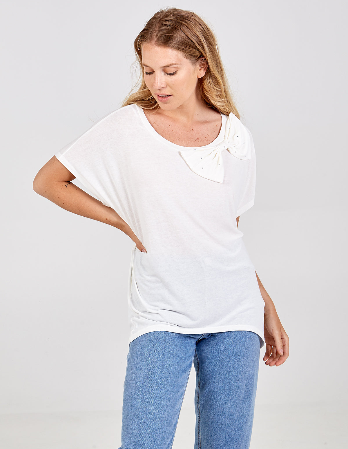 LOUISE - Oversized Diamante Bow Top 