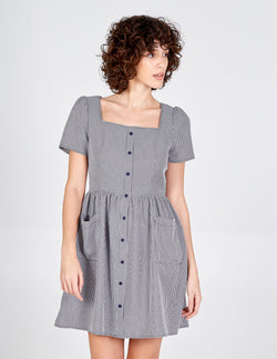 button front smock dress