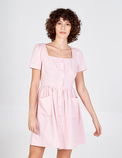 button front smock dress