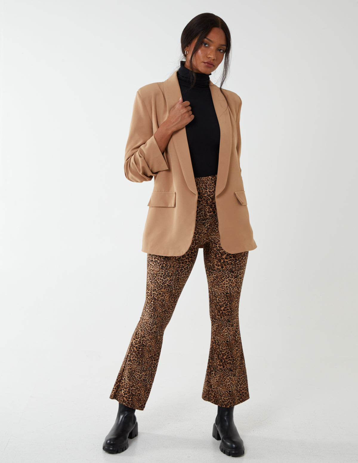 Leopard Print Flared Pants 