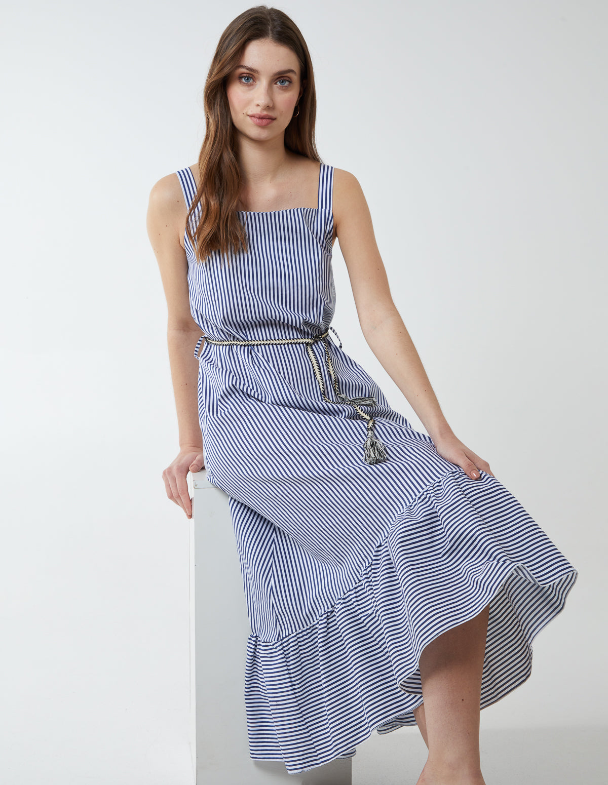 ISOBEL - Striped High Low Tiered Dress 