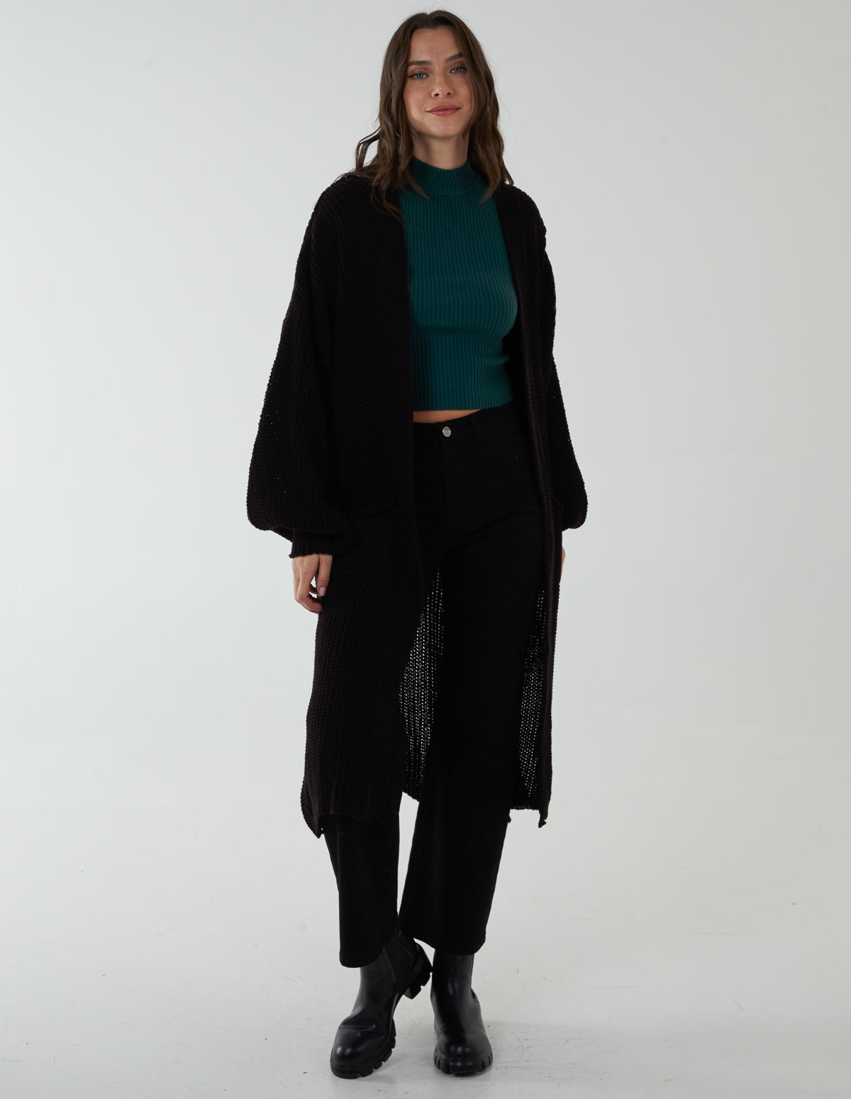 Edge to Edge Knitted Long Cardigan 