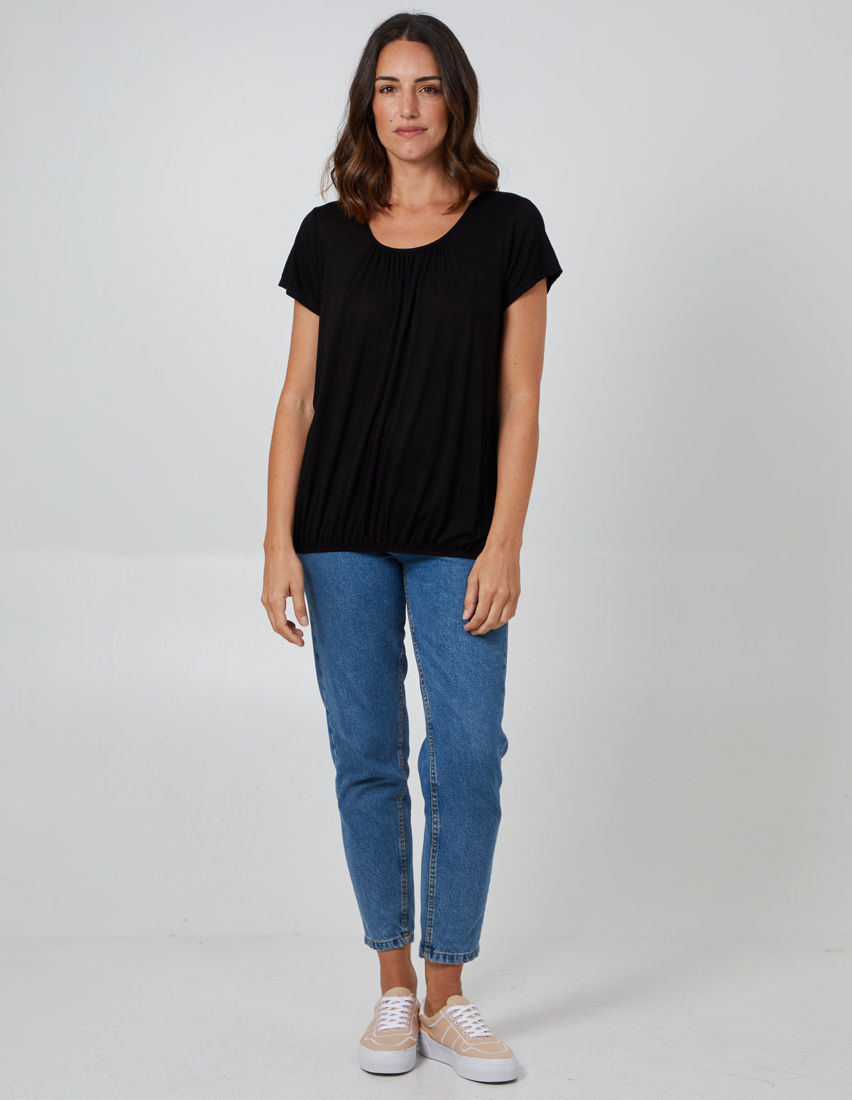 LAURA - Scoop Neck Elastic Top 