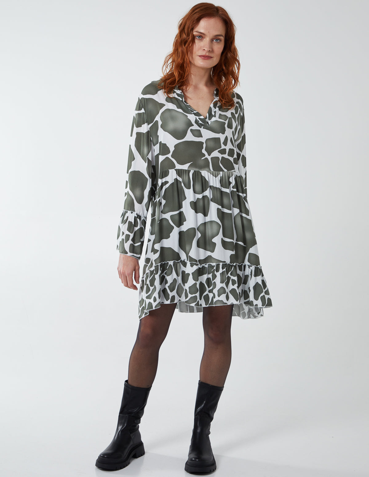 SKYLAR - Giraffe Print Shirt Dress 