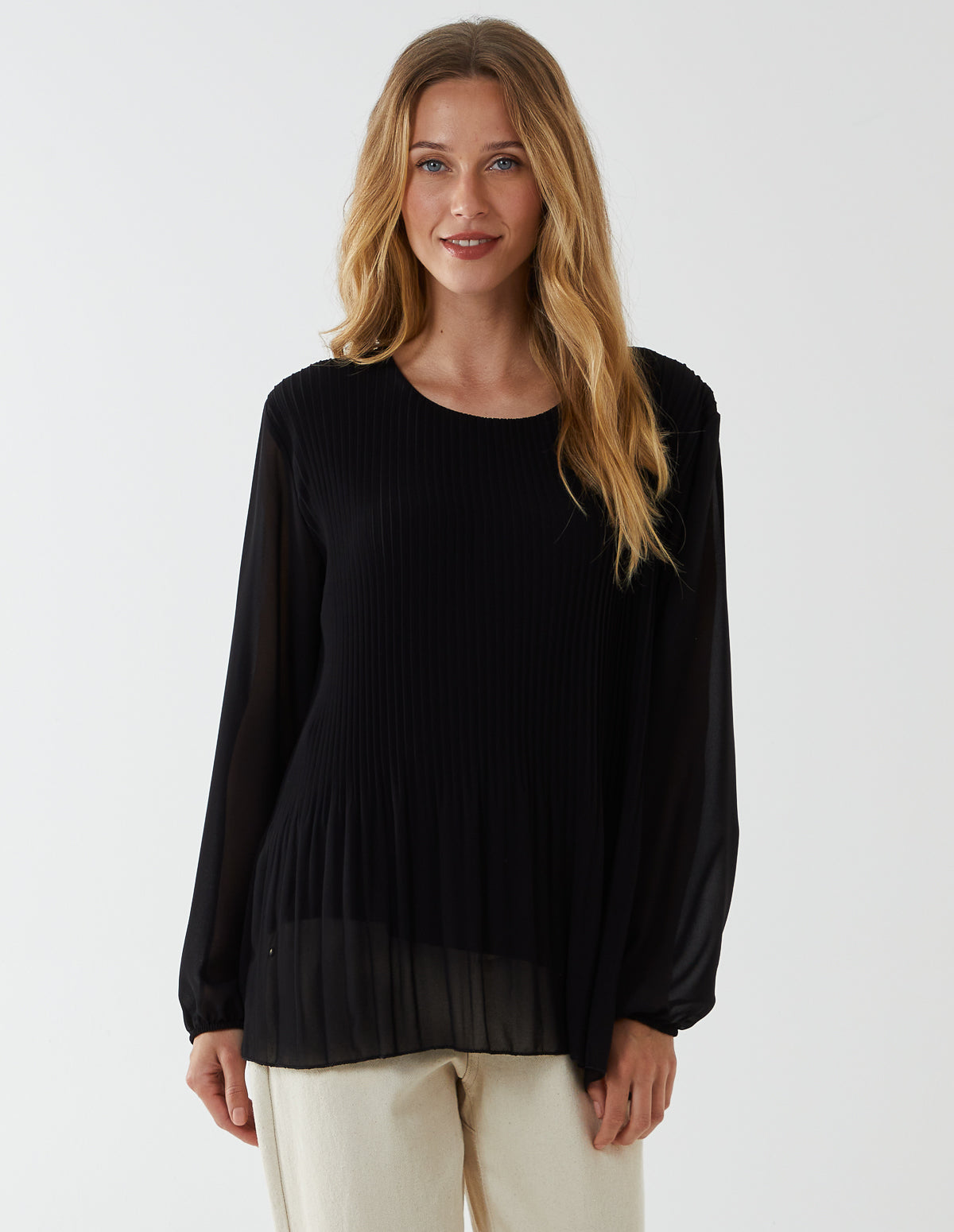 Long Sleeve Pleated Top 