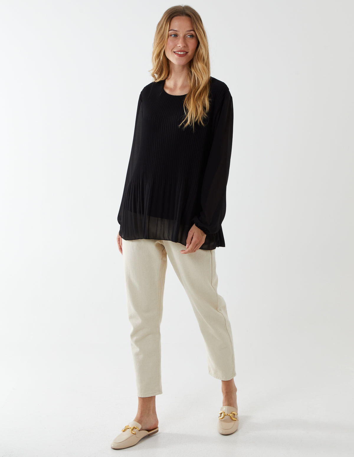 JOSEPHINE - Long Sleeve Pleated Top 