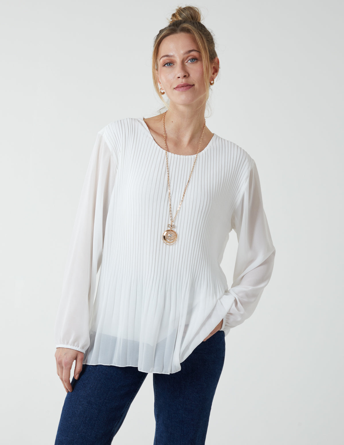 Long Sleeve Pleated Top 