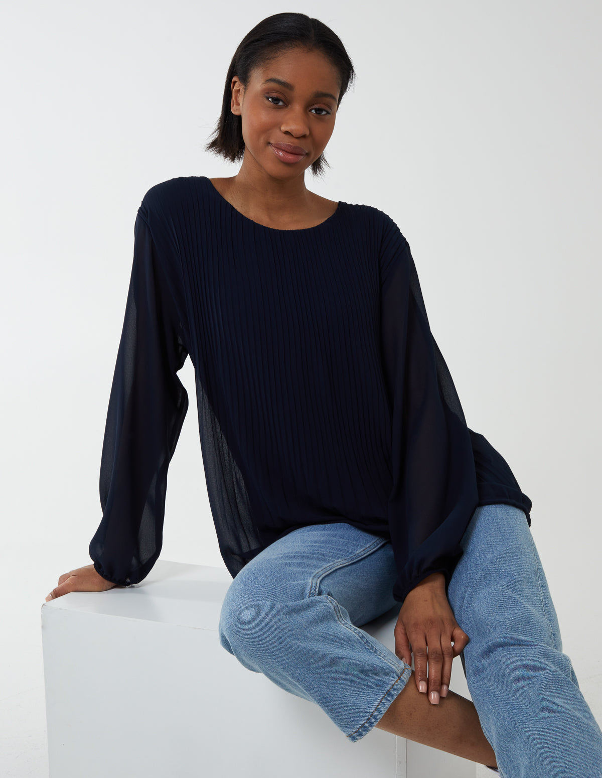 Long Sleeve Pleated Top 