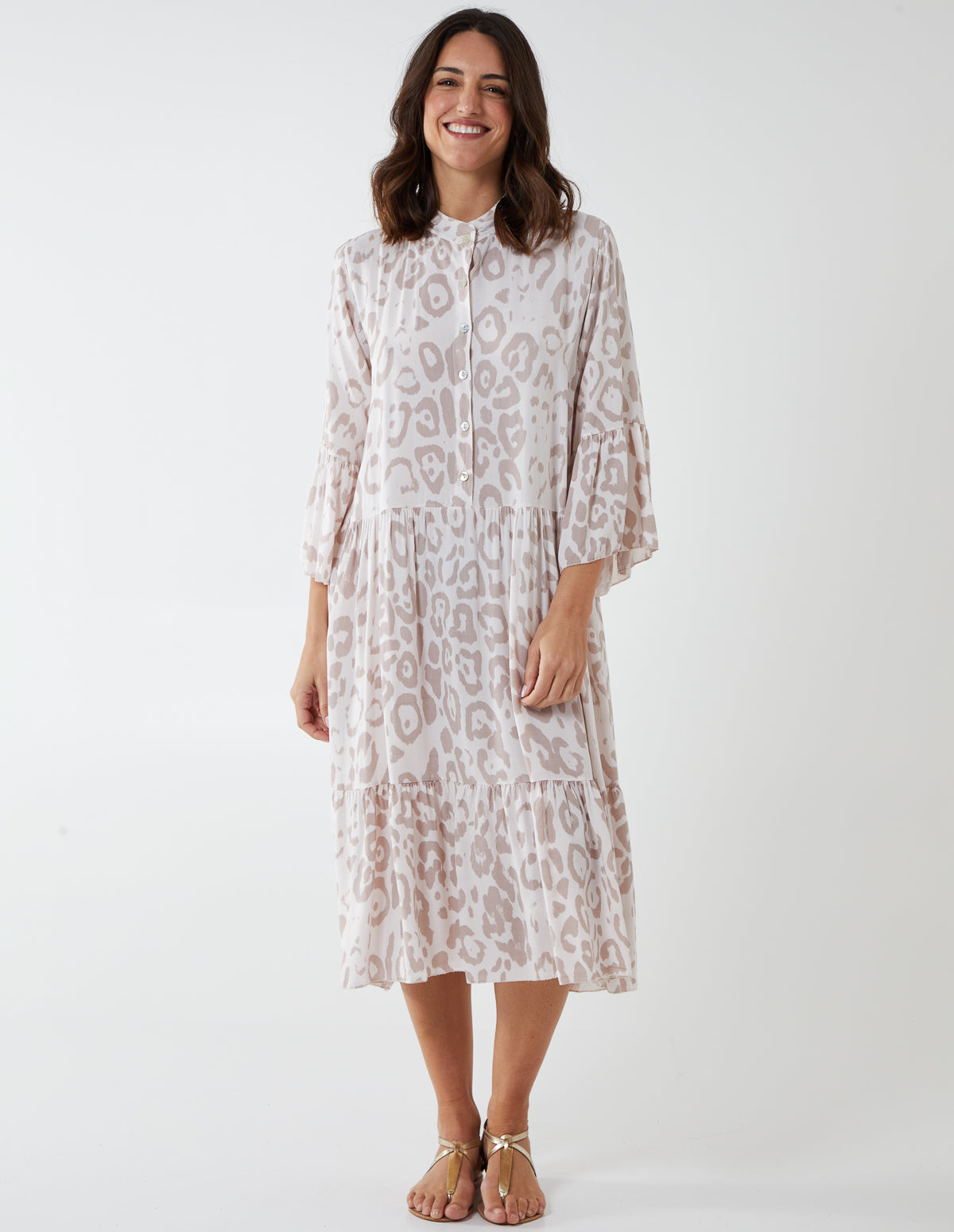 MILLIE - Leopard Print Midi Smock Dress 