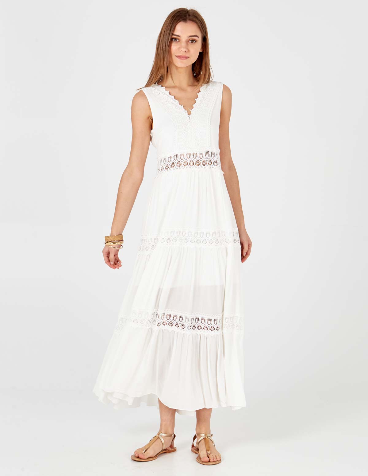 Borderie Argali White Maxi Dress 