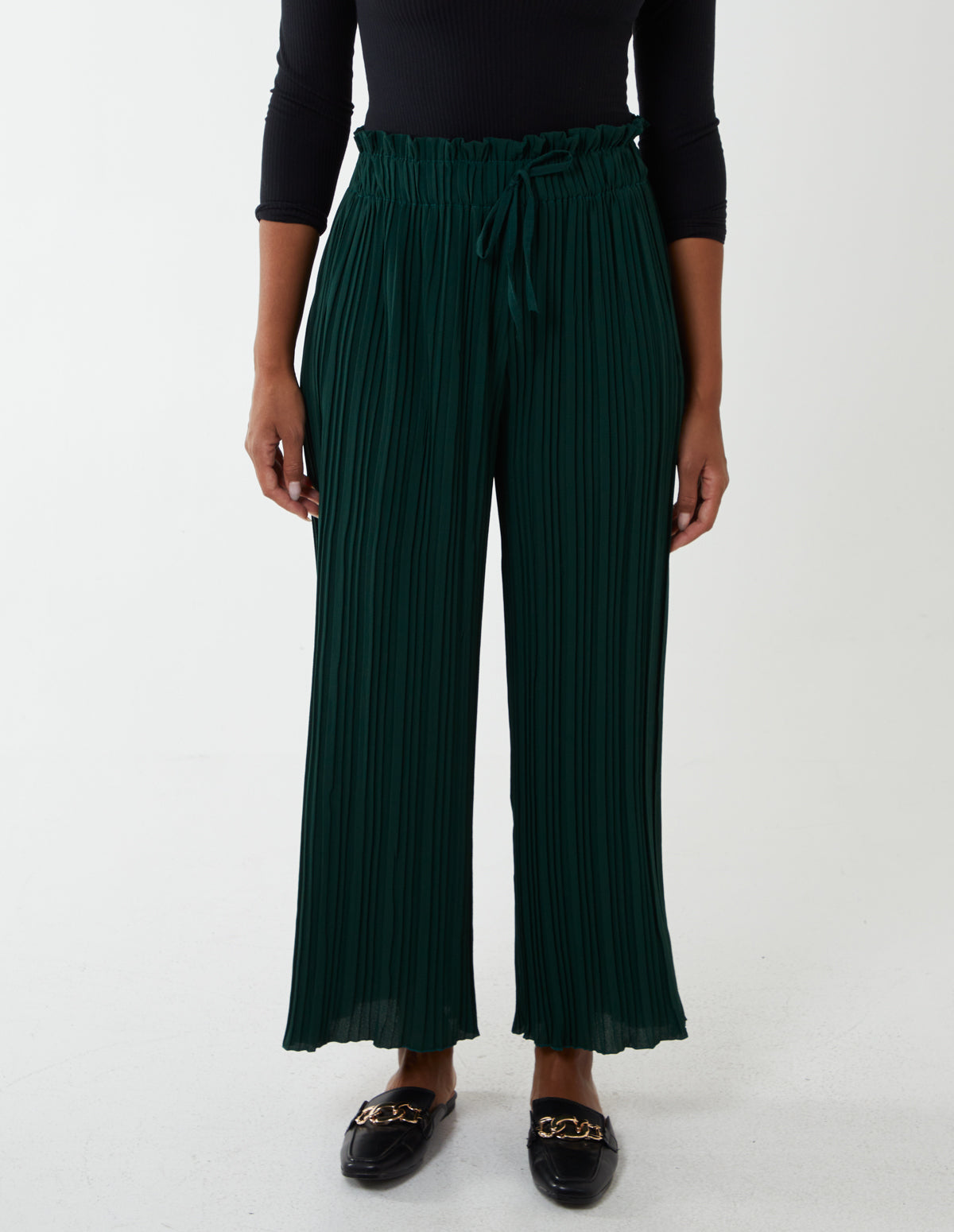 Wide Leg Pleated Trousers 