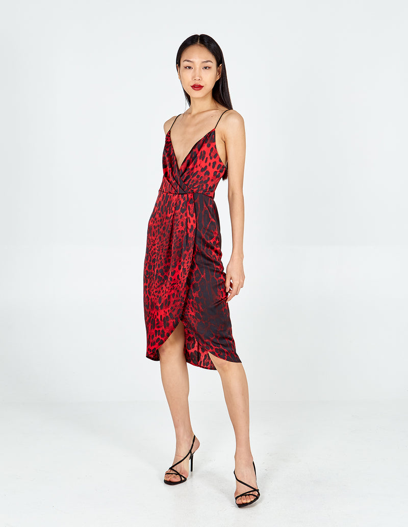 red leopard slip dress