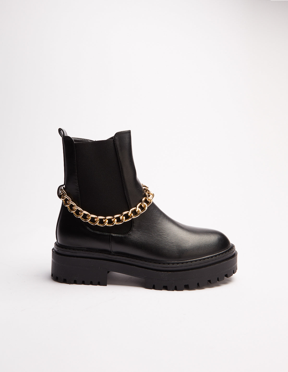 VICKIE - Chain Detail Ankle Boot - 3UK / BLACK