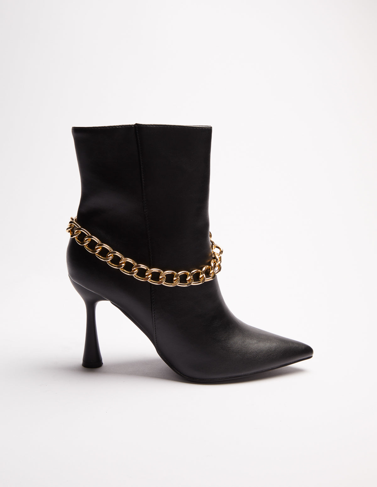 LUCY - Chain Detail Stiletto Boots - 4UK / BLACK