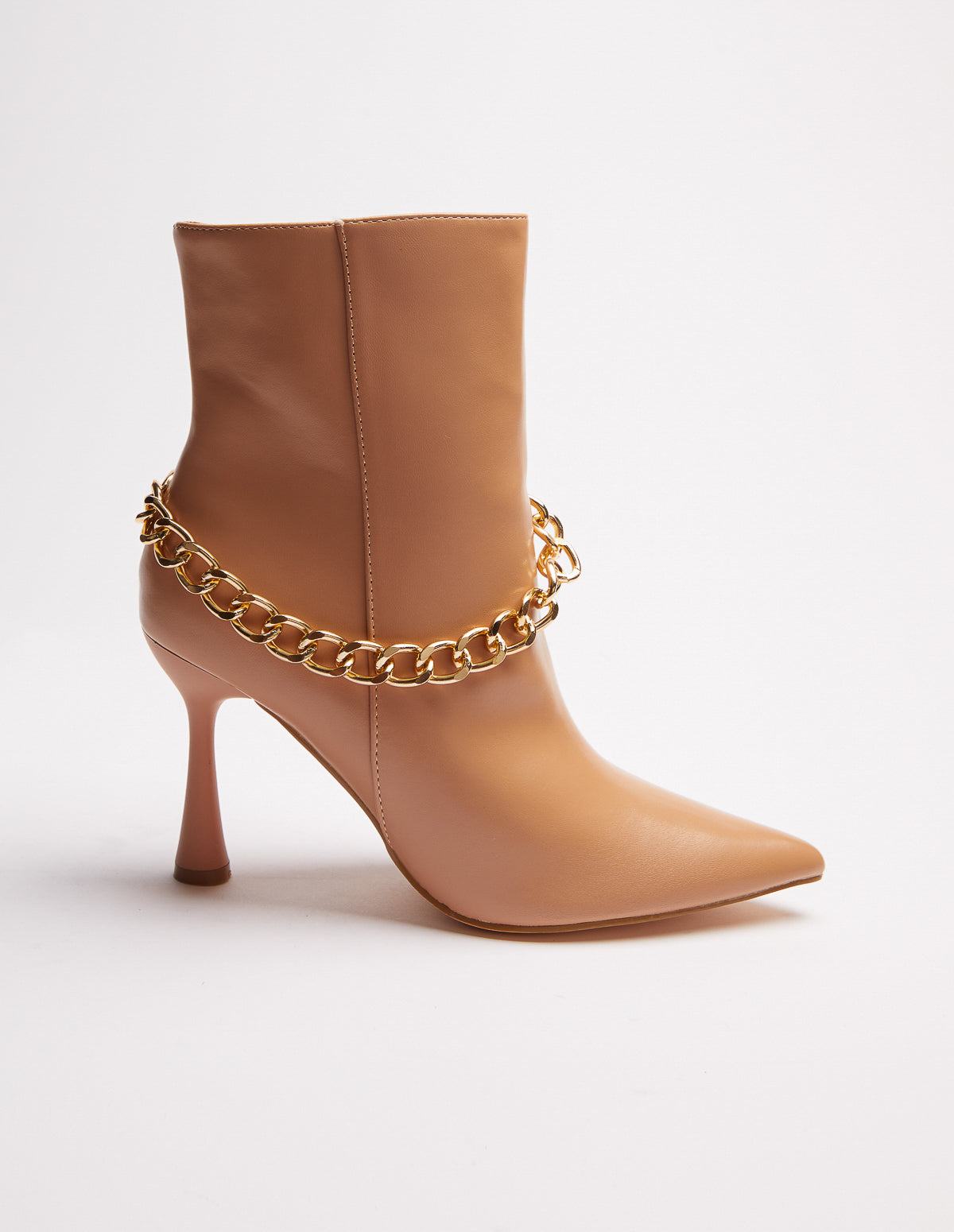 LUCY - Chain Detail Stiletto Boots - 3UK / MOCHA