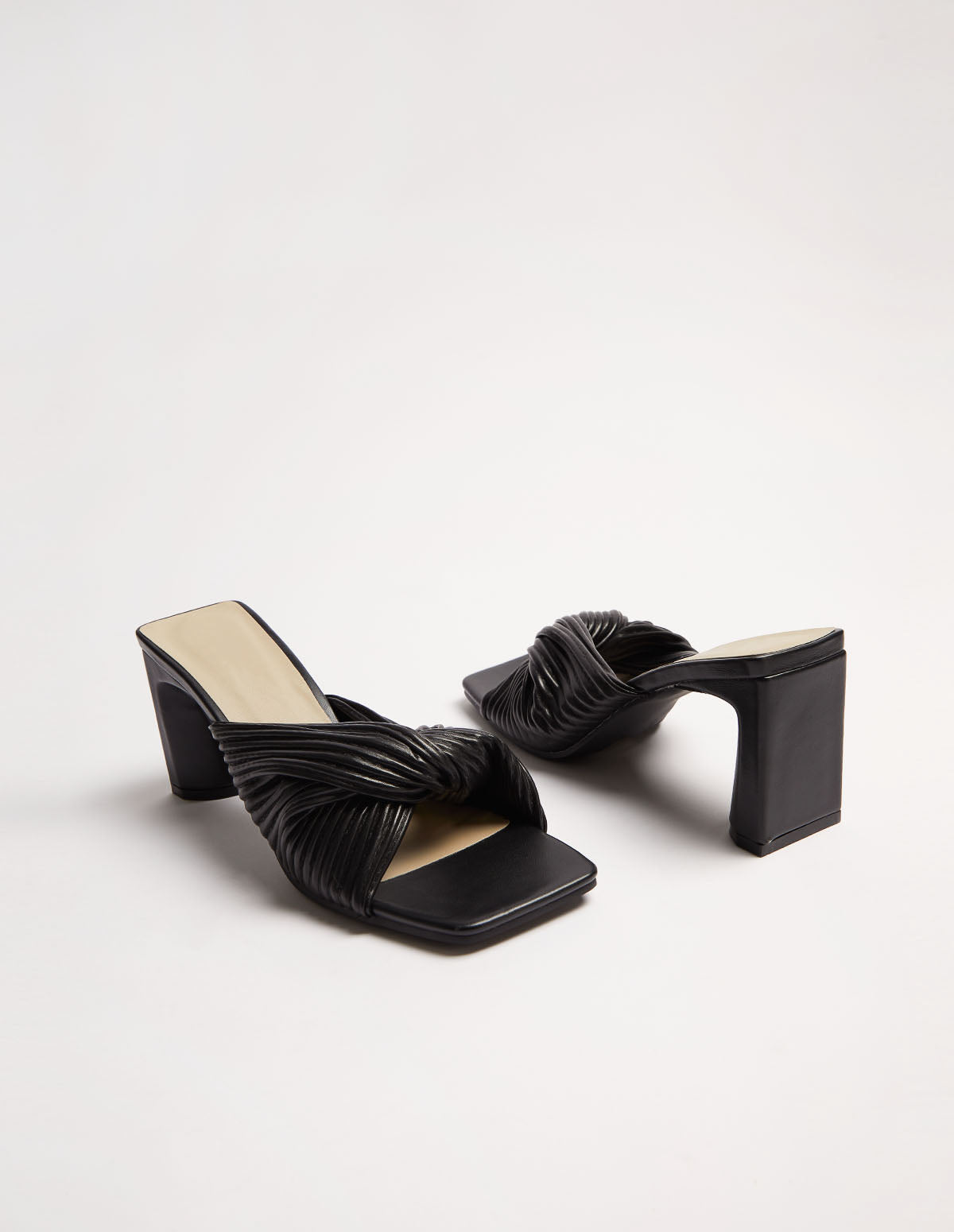 Twist Strap Mules With Square Toe 