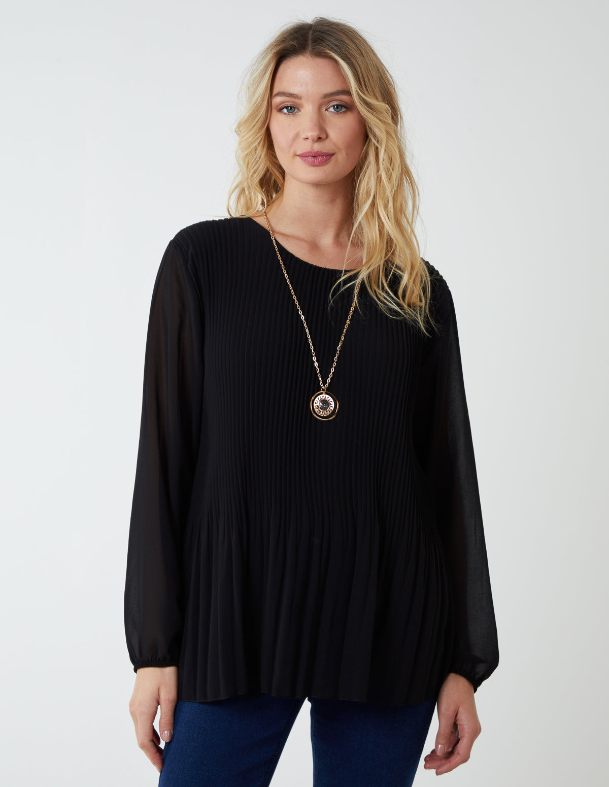 Necklace Pleated Chiffon Top 