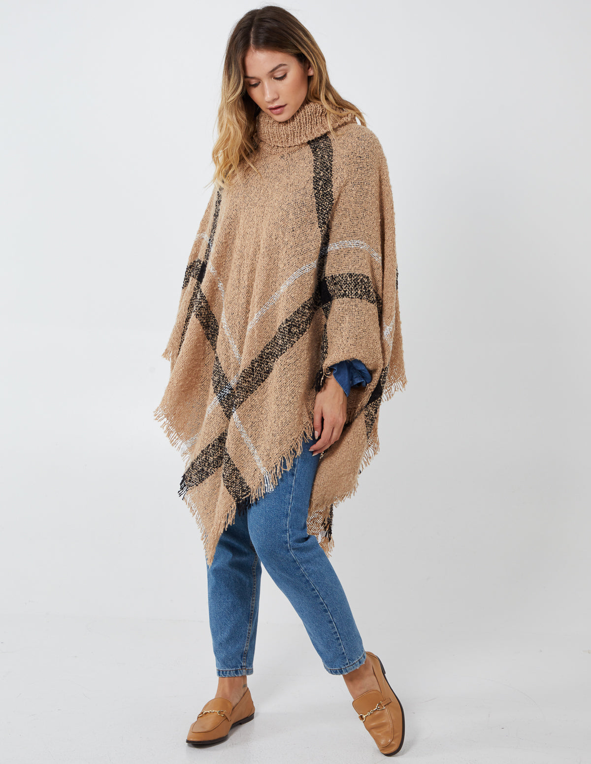 Oversized Roll Neck Poncho 