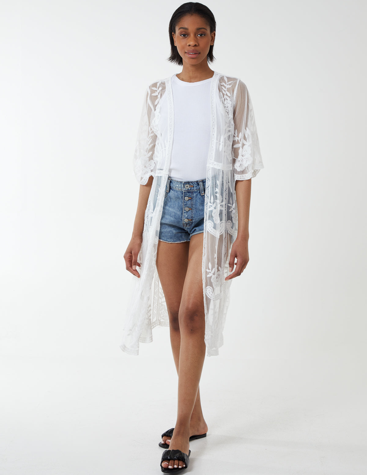 SCARLET - Floral Lace Cardigan - M-L / IVORY