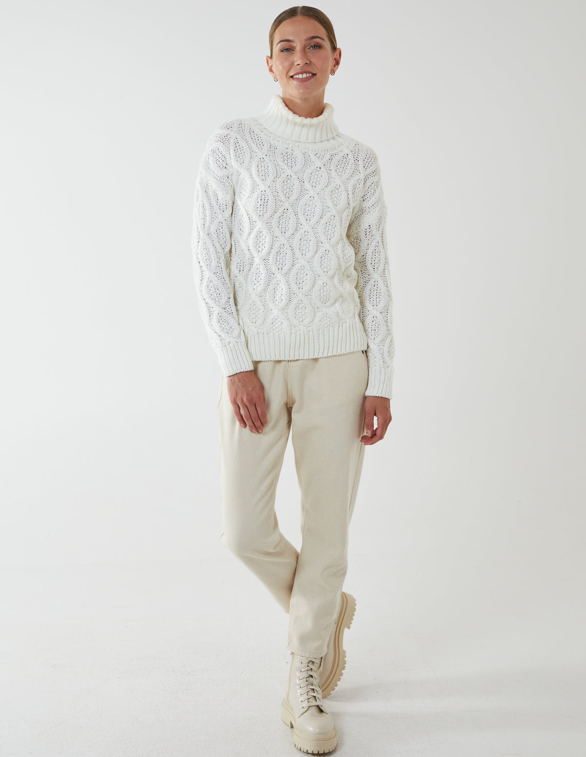 Cable Knit Roll Neck Jumper 