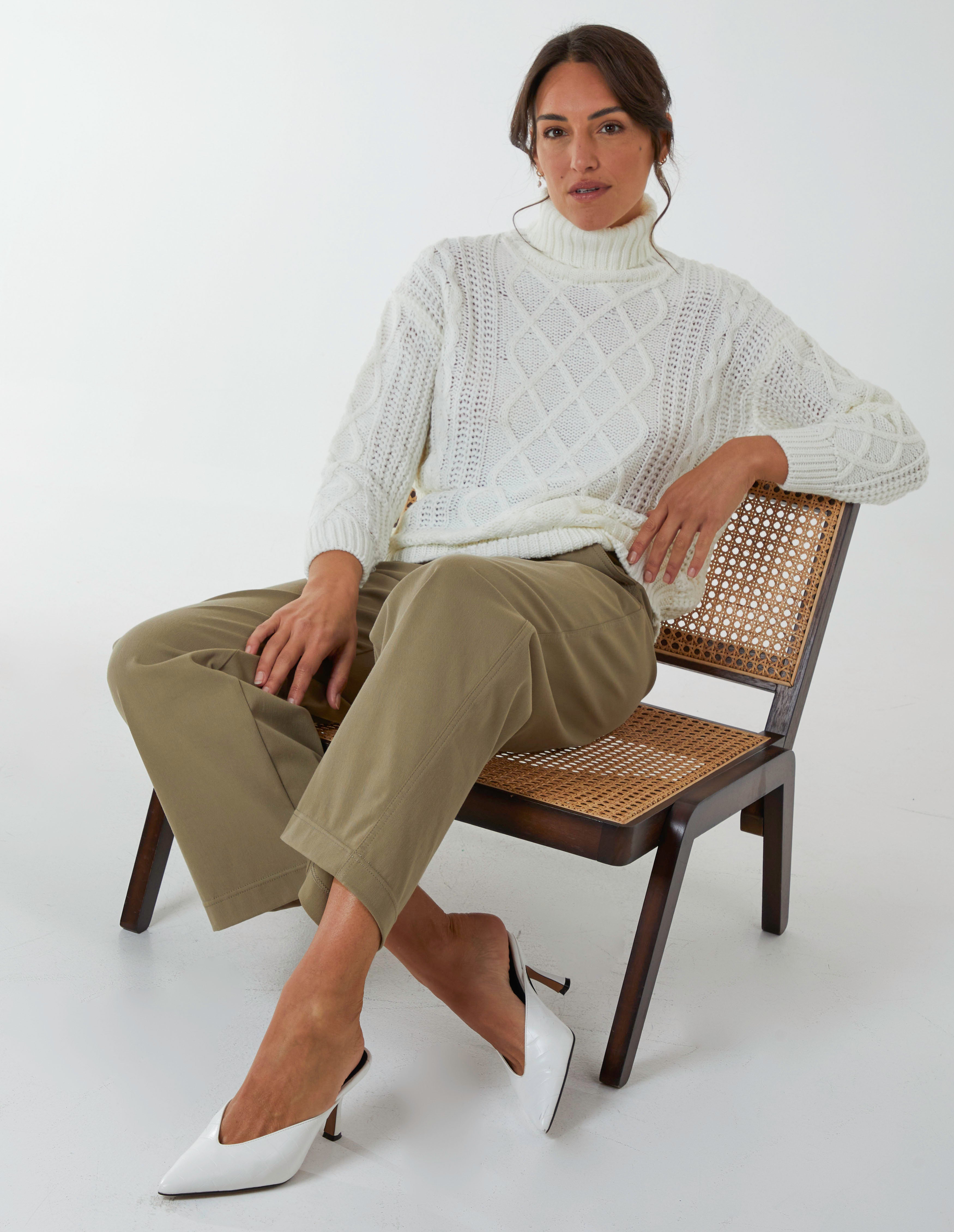 Cable Knit Roll Neck Jumper 